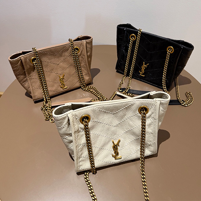 ysl saint laurent niki mini v-quilted leather shopping bag
